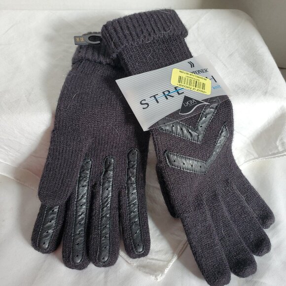Black Isotoner gloves Lycra stretch-NWT-one size - Picture 1 of 3